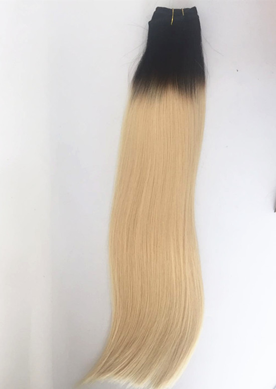 Straight Hair Bundles human  Hair Weave Extensions Two Tone Ombre Colored Black blonde YL282